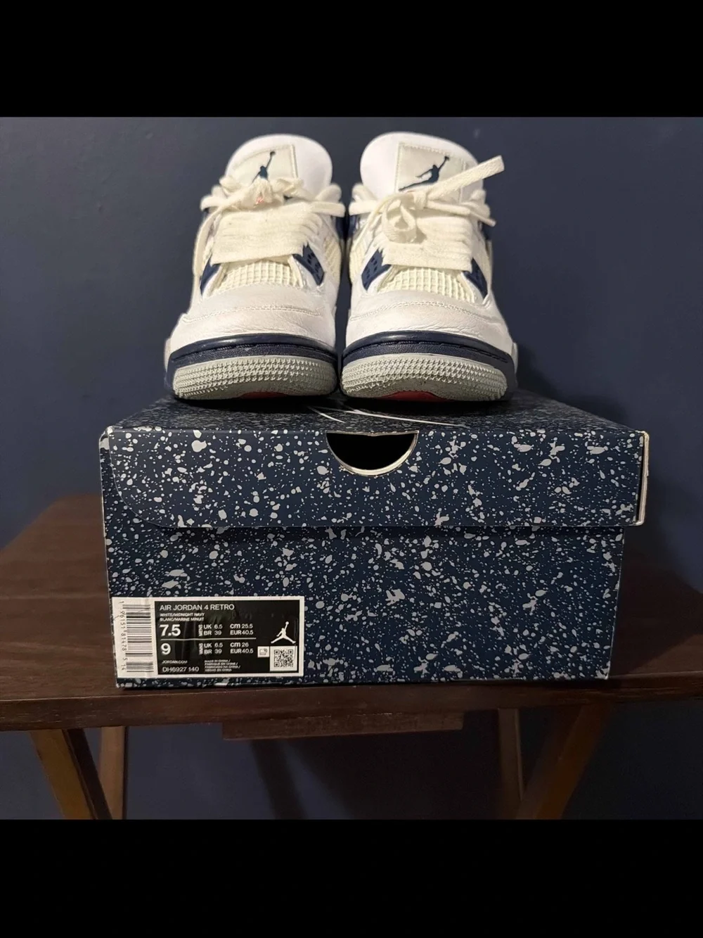 Nike Air Jordan 4 Retro Mens' Shoes - White/Navy